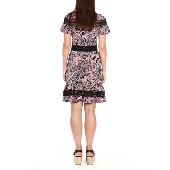 NWT! MICHAEL KORS Dress Small Geranium Paisley Pink Black Office - Picture 2 of 7